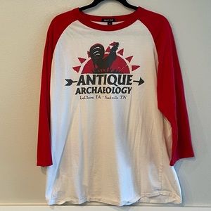 Sport-Tek Antique Archaeology Red Baseball Sleeves Graphic Adult Tee (XL)